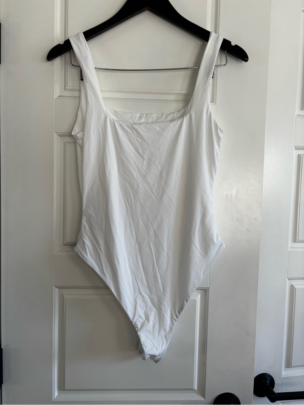 NWOT Silkquee Square Neck Bodysuit Contour Stretch White Size M